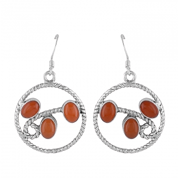 Pure silver red onyx high design earrings